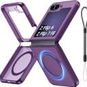 Magnetic Case for Galaxy Z Flip 7 FE/Galaxy Z Flip 6, Compatible with MagSafe [No Screen Protector] Slim Translucent Matte Shockproof Phone Case for Samsung Flip7 FE/ Flip6 (Purple)