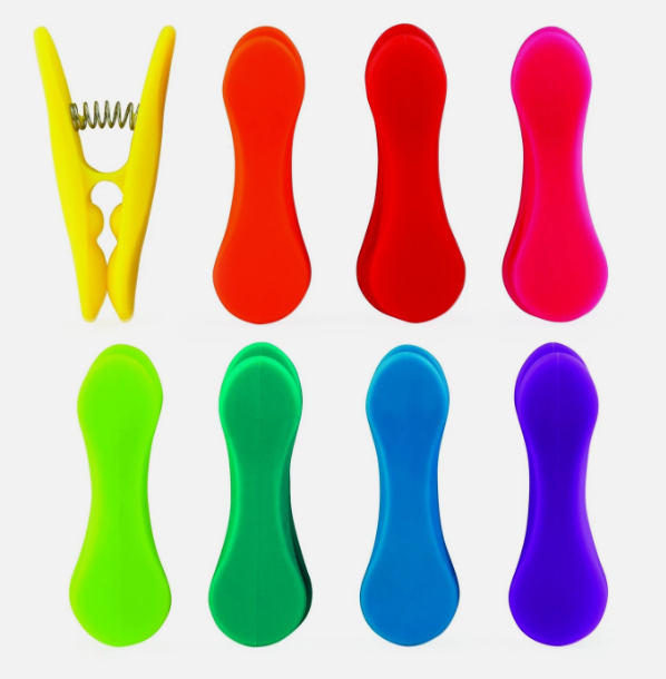 Kikkerland Rainbow Bag Clips (Set of 8), Multicolor, 2 Pac