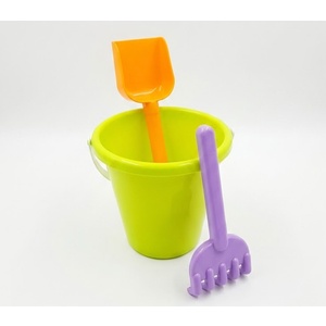 Beach Bucket Toy Set 9 Piece 1 Bucket 2 Shovels 1 Rake 5 Sand Molds