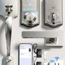 Veise VE017G-H Wi-Fi Smart Fingerprint Front Door Lock Set, Remote App Control, Keyless Entry Deadbolt with Handle, Backlit Keypad, IP55 Weatherproof, Auto Lock, Easy to Install, Satin Nickel