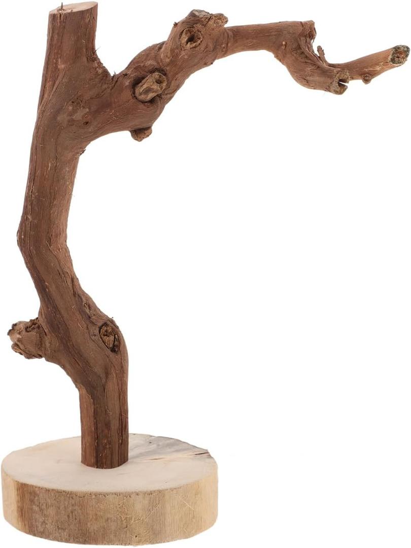 Balacoo Wooden Parrot Perch Stand with Stable Base Multi-Functional Bird Training Rack Toy for Parrots Durable Non-Slip Grip for Training and Play