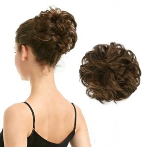 BARSDAR 100% Human Hair Bun Extension - Real Human Hair Medium Brown Messy Bun Scrunchie for Women - Elastic Wavy Brown Updo Extensions Thick Soft Fluffy Natural Looking Chignons Hairpieces Daily