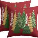 Kawani Christmas Red Decorative Pillow Covers 18x18 Inch Set of 2 Christmas Tree Outdoor Throw Pillow Covers Winter Xmas Holiday Pillowcases Cushion Covers for Home Couch Christmas Decor