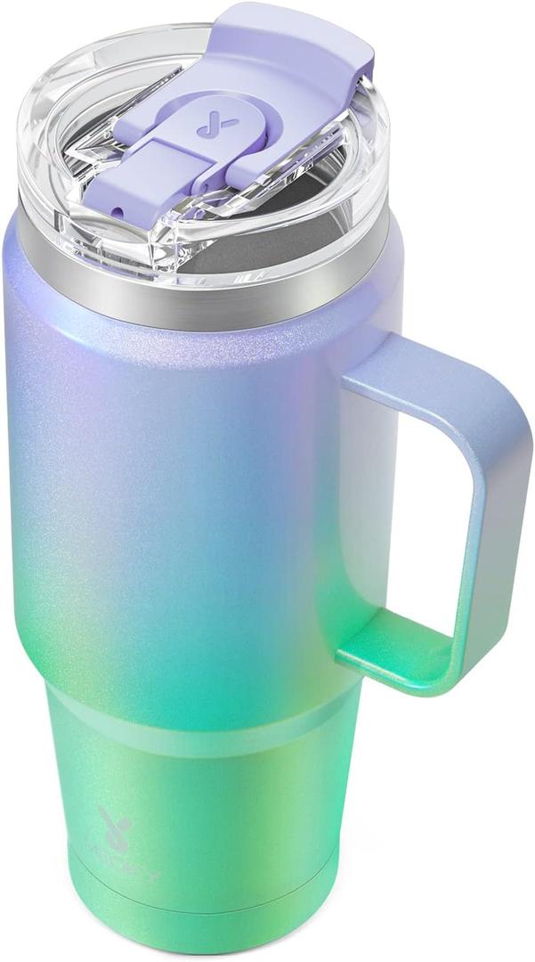 Meoky 32oz Tumbler with Handle, Stainless Steel Travel Mug with 2-in-1 Straw and Sip Lid, Vacuum Insulated Coffee Mug, 100% Leak Proof, Keeps Cold for 24 Hours or Hot for 8 Hours (Fairyland)