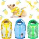 Weewooday 3 Pieces Guinea Pig Harness with Leash Small Pet Harness Fruit Plaid Pattern Adjustable Padded Walking Vest for Pet Hamster Squirrel Animals(Pineapple, Blue, Green Plaid,Small)