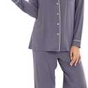 WiWi Viscose from Bamboo Pajamas Set for Women Soft Button Down Sleepwear Pj Lightweight Lounge Sets Loungewear S