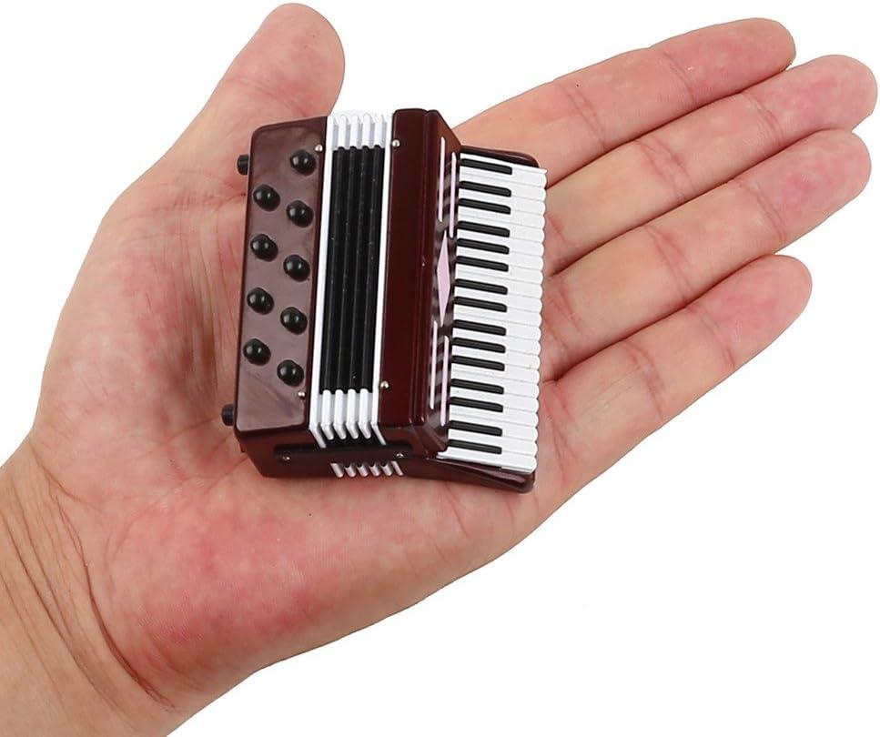 Miniature Accordion with Case Mini Musical Instrument Accordion Replica Collectible Figurines Dollhouse Accessories Model Home Decoration Display Ornament (Red, 2.76"x2.36"x1.18")