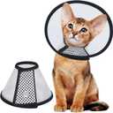 Vivifying Cat Cone Collar 3 Sizes Lightweight Soft Edge Recovery Cone for Cats, Adjustable Plastic Elizabethan Anti-Lick E-Collar for Post-Surgery Protection (Small)