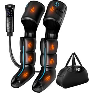 TGS Leg Massager with Heat and Compression FSA, Full Leg Massager for Circulation and Pain Relief, Professional Leg Recovery System, Compression Boots with 3 Heat 3 Intensities (Medium Corded (1-Pack))