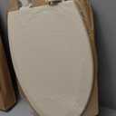 Bemis 1500EC 146 Almond Elongated Molded Wood Toilet Seat with Easy-Clean & Change Hinge