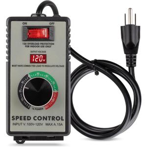AC Motor Speed Controller 100V-120V 15A Variable Speed Regulator for Router, Drill, Fan, and Polishing Machine - Electronic Voltage Regulator with Overload Protection and LED Display