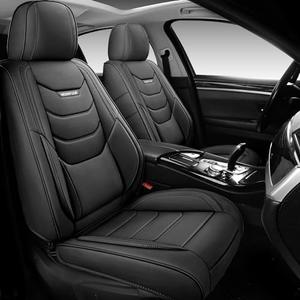 WENNFOUR Car Seat Covers Front Seats Only, Universal Luxury Automotive Car Seat Protector 2 Pack, Waterproof Breathable Leather Car Seat Cushion for Most Vehicles SUV Pick-up Truck Black