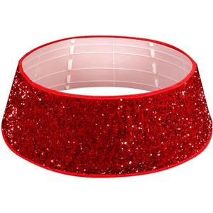 Red Beaded Christmas Tree Skirt Soft Reusable Christmas Sequin Tree Skirt Christmas Tree Bottom Decoration for Indoor Outdoor Christmas Party Decorations(#1)