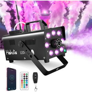 Hakuta Smoke Machine, Wi-Fi Smart Fog Machine with 8 LED Lights and 13 Colorful LED Lights Effect, App Control LED Fog Machine 2300CFM for Halloween, DJ, Party, Stage