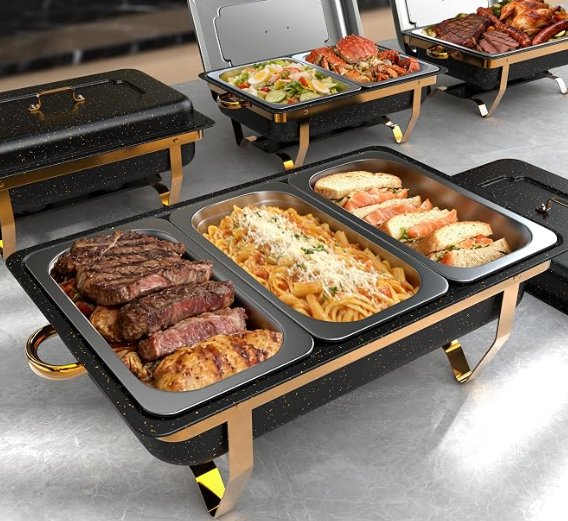 Amhier 9Qt Chafing Dishes for Buffet, 4 Pack, Black