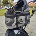 ROODO 2026 Upgraded Version 3-in-1 Dog Cat Stroller with Detachable Carrier Folding Lightweight Portable Travel Pet Gear All-Terrain Puppy Doggie Kitty Bunny Stroller for 35 lbs(Grey Lattice)