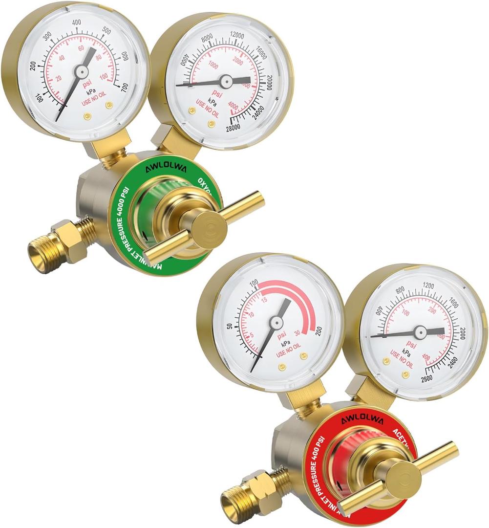 Oxygen Acetylene Regulator Set, CGA540 and CGA200 Inlet Connection 9/16"-18 (Type "B") Outlet Connection