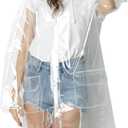 Freesmily Transparent Long Raincoat Waterproof EVA Rain Jacket for Women Men with hood (Transparent - Standard, L)