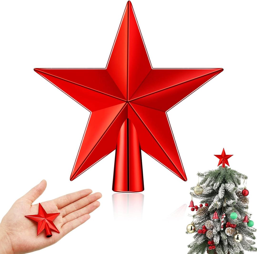 Hanaive Valentines Tree Topper Mini Star Small Treetop for Christmas Tree Star Ornaments Decorative for Home Xmas Holiday Party(Red,2.36 Inch,Plated)
