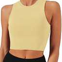 Natural Feelings Nudi Sports Bras for Women Removable Padded Yoga Tank Tops Sleeveless Fitness Workout Crop Tops Cream Yellow XS
