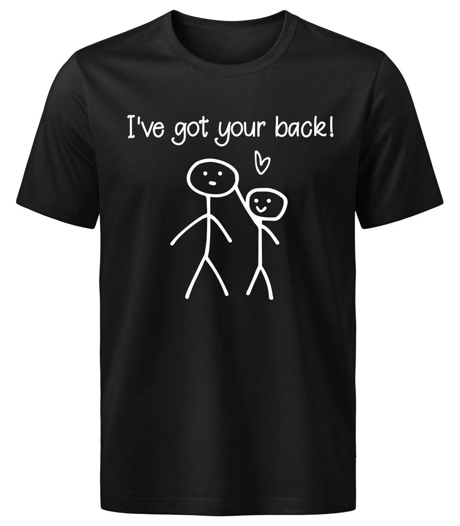 Men's Graphic T-Shirts Short Sleeve Crewneck Tees I Got Your Back Stick Figure Graphic Funny T Shirt(1006) (Black, XXL)