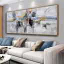 Teal Gold Wall Art Abstract Painting Wall Decor Living Room Modern 24"X 48" Framed Canvas Wall Art Office Decor Black Wall Art Canvas Prints Artwork For Bathroom Kitchen Colorful Wall Decoration