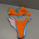 Womens Triangle Bikini Sets Two Piece Cross-Back Bathing Suit for Women Contrast Color Swimsuit Swimwear (Orange, S)
