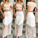 Women's 2026 Lace Patchwork Bodycon Skirt - High Waist Elegant Solid Maxi Long Skirt