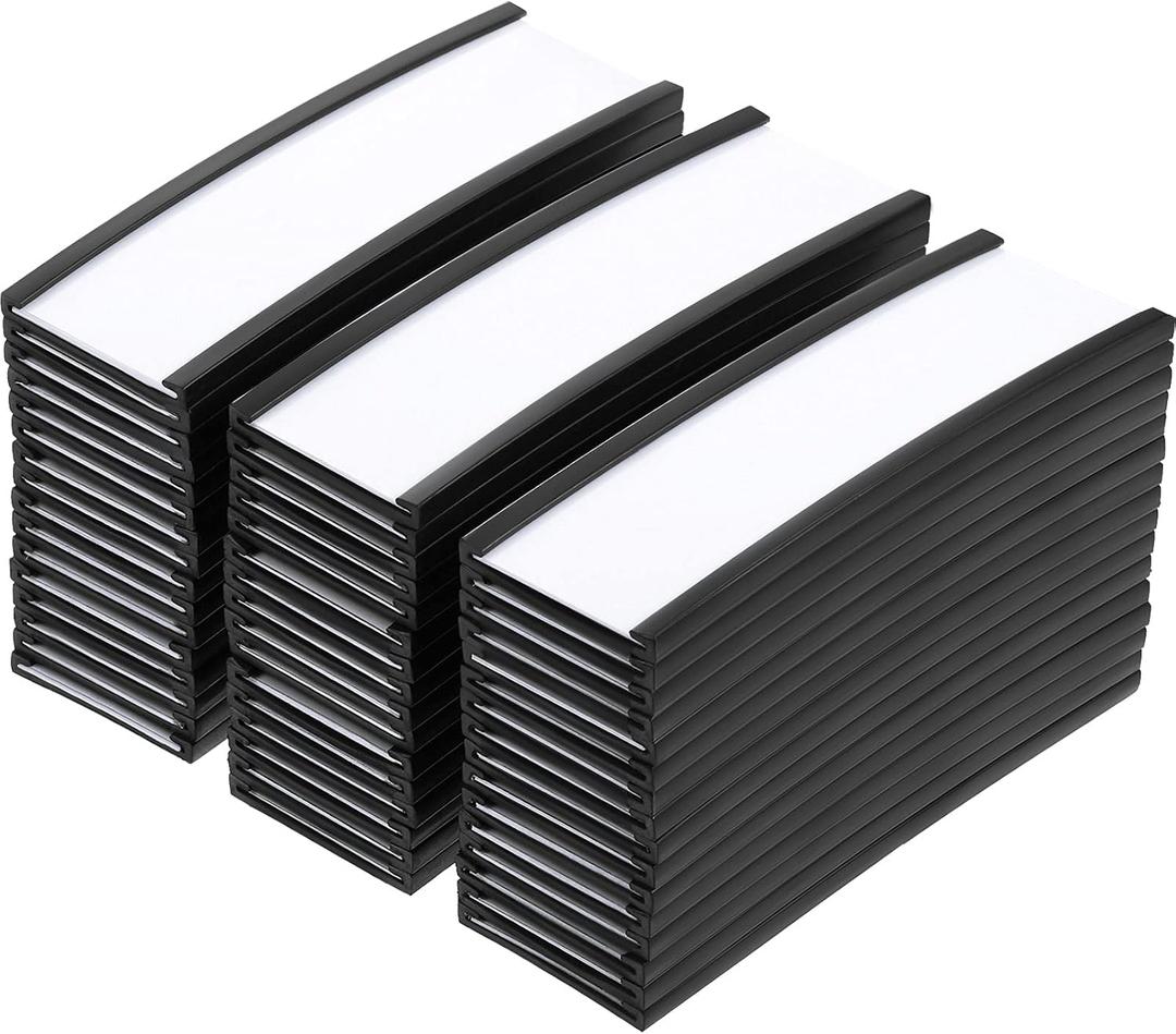 Outus 100 Pack Magnetic 'c' Channel Label Holders 3" x 1" Magnetic Labels Shelf Label Card Holders for Metal Racks and Shelves with Protective Films and Replacement Strips