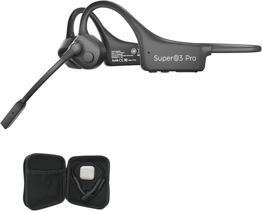 Open Ear Bone Conduction Headphones with mic - Bluetooth Headset Waterproof Bone Conducting Earphones, Headphones Wireless Earbuds Set, with QCC Chip, CVC8.0 Noise-canceling