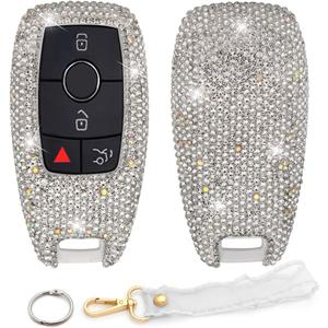 Key Fob Cover Compatible with Mercedes Benz C E S M CLS CLK GLK GLC G Class Bling Crystal Rhinestone Diamond Key Case