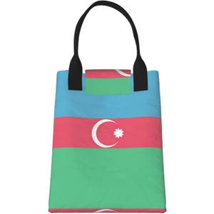 Flag Of Azerbaijan Reusable Paper Bag For Office Workers, Suitable For Picnic, Travel, More (One Size, Black)