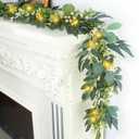 Artgar Eucalyptus Garland with Lights - 6 Ft Greenery Garland - Artificial Silver Dollar Olive Garlands, Spring/Summer Green Garlands for Indoor Outdoor Home Decor Wedding Arches Backdrops Table Decor