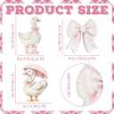 Youyole 3 Pcs Silly Goose Birthday Party Decoration Pink Bow Wooden Silly Goose Baby Shower Decor Funny Table Centerpiece Gift for Party Favor Cupcake Topper