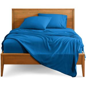 Bare Home Queen Sheet Set - 1800 Ultra-Soft Microfiber Queen Bed Sheets - Double Brushed - Deep Pockets - Easy Fit - 4 Piece Set - Bedding Sheets & Pillowcases (Queen, Medium Blue)