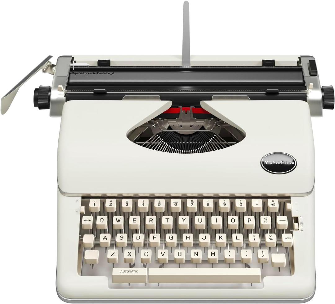Classic Manual Typewriter, Antique Typewriting Machine, Vintage Typewriter Decor for Home or Office, Easy Setup, Fits Standard 8" x 11" Paper Sheets (Cream)