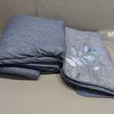 WONGS BEDDING Blue Quilt Set Queen Size, 3 Pieces Navy Blue Floral Bedspread Coverlet Set, Soft Microfiber Lightweight Grayish Blue Gradient Floral Bedding Set Queen 96"x90"