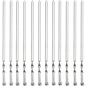 12 Pack Kebab Skewers BBQ Barbecue Skewers Stainless Steel Sticks 23.5 Inch Heavy Duty Large Wide Reusable with NonSlip Ring Handle Ideal for Shish kabob Chicken Shrimp angd Vegetables