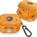 PROfezzion for Beats Power beats Pro 2 Case Cover, Heavy Duty Hard Shell Case with Full Coverage and Secure Locking Latch for Power Beats Pro 2 Earbuds - Electric Orange (Not for The Power beats Pro 1)