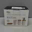 4Pack Bathroom Accessories Set, Bohemian Bathroom Sink Set, Contain Soap Dispenser, Toothbrush Holder, Soap Dish & Mouthwash Cup,Square soap and Toothbrush Holder Set