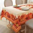 SASTYBALE Pumpkin Tablecloth, Fall Tablecloths for Rectangle Tables 52 x 70 Inch Spillproof Wrinkle Resistant Durable Polyester Table Cover for Harvest, Thanksgiving, Holiday