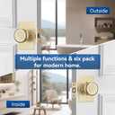 Gold Door Knob with Push Lock for Privacy, Satin Brass Bedroom & Bathroom Door Knob, 6 Pack Easy Install for Interior