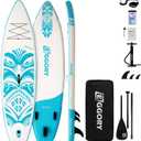 Inflatable Paddle Board, Stand Up Paddle Board Set, Extra Wide SUP Board with Removable Fin, Floating Paddle, Hand Pump, Waterproof Phone Pouch, Traveling Board (TT green)