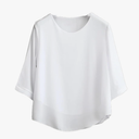 Women's Chiffon T-Shirt Loose Fit Tee Summer Casual Short Sleeve Round Neck Tshirtstops, Color: White, Size: Medium