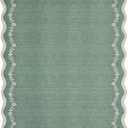 GarveeHome 6x9 Scalloped Area Rug Sage Green Washable Rugs for Living Room Bedroom, Soft Low Pile Non Slip Accent Floor Mat Solid Floral Print Throw Rug Farmhouse Indoor Carpet for Dorm Playroom