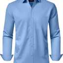 Alimens & Gentle Men's Dress Shirts Long Sleeve Wrinkle-Free Stretch Shirts Solid Formal Button Down Shirt with Pocket (Medium)