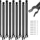 9 Pack Chain Link Fence Extension, 25" Fence Extension Height, Galvanized Post Extender for Dogs (1-3/8",Black) (1-3/8" 9 count, Black)