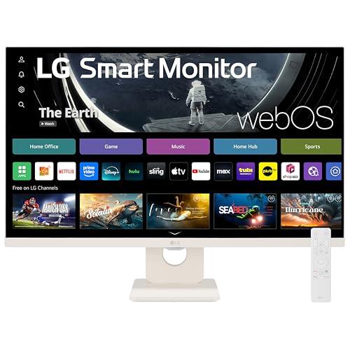 LG 27SR50F-W Smart Monitor 27-Inch FHD (1920x1080) IPS Display, webOS 23, HDR 10, x2 Built-in Speakers, AirPlay 2, Screen Share, Bluetooth, ThinQ App, Remote Control, White