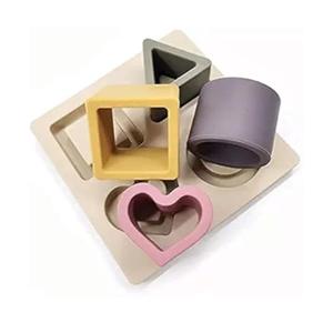 Baby Step Beige Silicone Shape Sorter Puzzle for Toddlers 6-24 Months - Montessori Educational Toy - Enhances Color Recognition & Fine Motor Skills - Beige