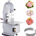 Commercial Electric Meat Bandsaw, 1500W Stainless Steel Countertop Bone Sawing Machine, Workbeach 19.3" x 15", 0.16-7.9 Inch Cutting Thickness, Frozen Meat Cutter with 6 Blades for Rib Pork Beef